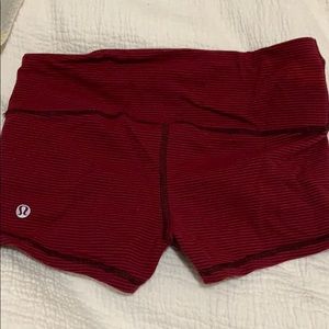 Lululemon red/black spandex shorts